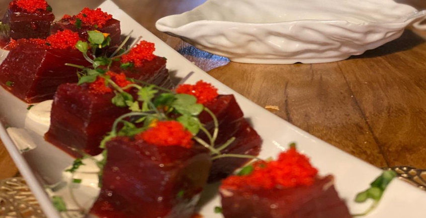 Tacos de atún rojo de almadraba del Hotel Restaurante La Breña