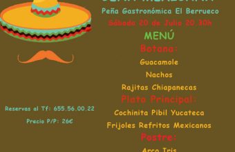 Cena Mexicana el sábado 20 de Julio en El Berrueco Gastro de Medina