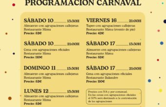 Programación carnavalesca en los restaurantes del Grupo Vélez de Cádiz