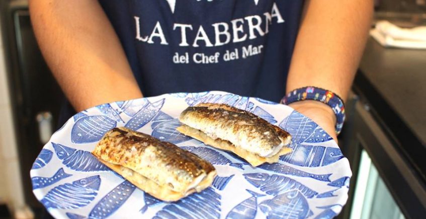 Las sardinas a la brasa con berenjenas de La Taberna del Chef del Mar