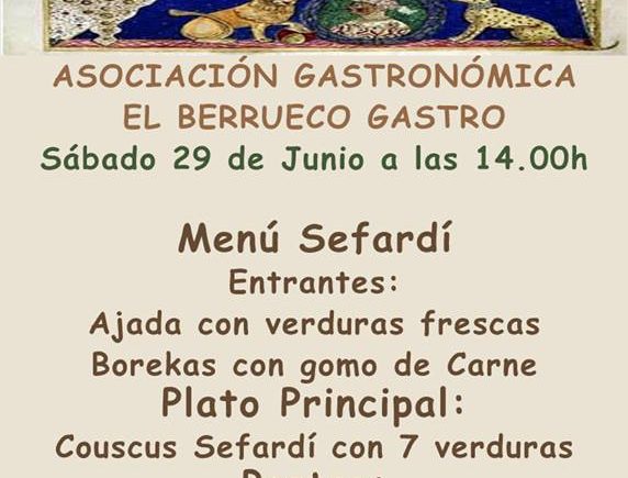 Menú sefardí en El Berrueco Gastro el 29 de junio