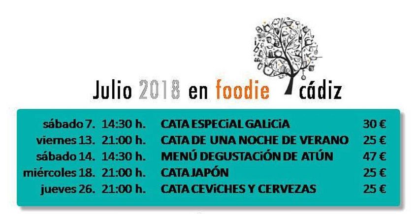 Del 7 al 26 de julio. Cádiz. Catas y degustación en la programación de Foodie Cádiz