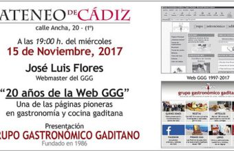15 de noviembre. Cádiz. Tertulia sobre 20 años de la web del Grupo Gastronómico Gaditano