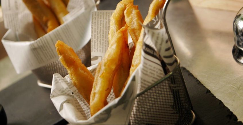 Pijotas fritas en tempura con tártara de cítricos de El Espejo de Sanlúcar