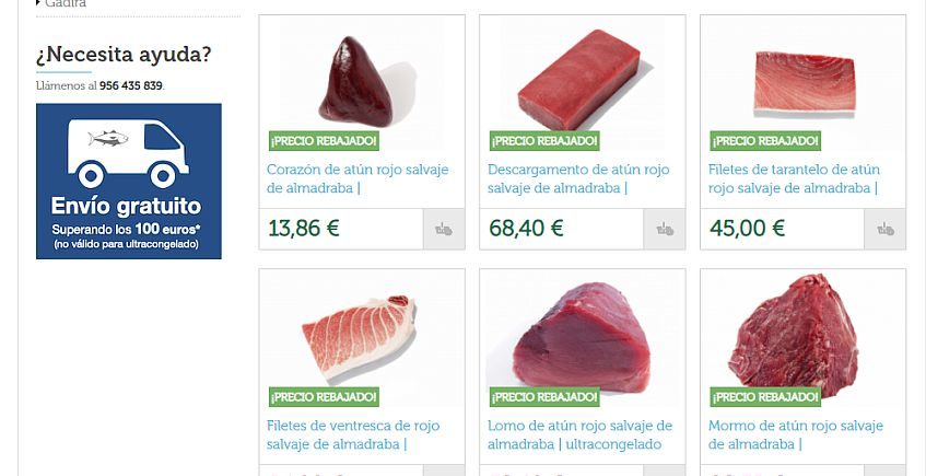 Gadira comienza a vender atún rojo salvaje de almadraba ultracongelado a través de internet